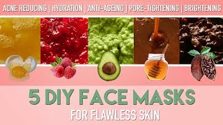 5 DIY FACE MASKS for flawless skin  Homemade Natural ACNE remedies  Anti Ageing etc  PEACHY [upl. by Aihpos]