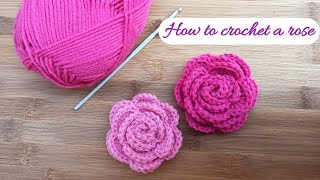 How to Crochet Rose Flower for Beginners  Very easy crochet rose motif making for Beginners [upl. by Gilligan]