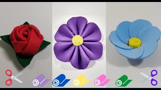 hacer flores en foamy  goma eva FACIL Y RAPIDO  ideas FACILES para hacer flores con foami [upl. by Kape]