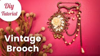 Handmade Vintage Brooch Pin Tutorial DIY Gift Idea [upl. by Rosenblast]