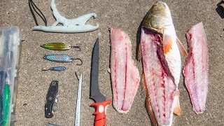 redfish CATCH AND COOK on the halfshell [upl. by Barkley527]