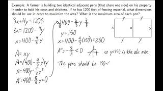 Calculus I  Optimization Problems [upl. by Essex447]