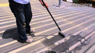 Roof Coating Restoration over Metal Application Instructions [upl. by Aicirtal]