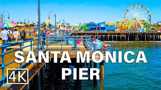 4K Santa Monica Pier  Los Angeles California  Walking Tour [upl. by Enneirb]