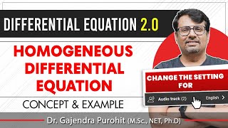 Differential Equation  HOMOGENEOUS Differential Equation  Concept amp Example By GP Sir [upl. by Mauldon]