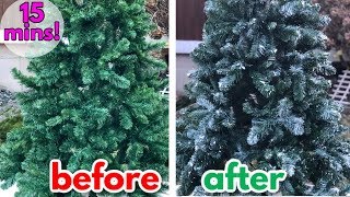 How to Flock a Christmas Tree with Spray Paint DIY Snowy Christmas Tree Permanent Flocking Spray [upl. by Katzman]