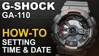 Gshock GA110  Setting time and date tutorial [upl. by Gnov28]