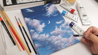 아크릴 물감으로 구름 그리기 Drawing clouds with acrylic paint [upl. by Ayet]