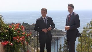 Justin Trudeau meets French President Emmanuel Macron [upl. by Leonteen]