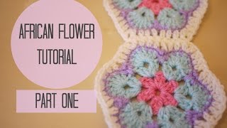 CROCHET African flower tutorial PART ONE  Bella Coco [upl. by Haukom]