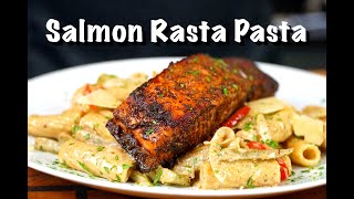 How To Make Jerk Salmon Pasta  Salmon Rasta Pasta Recipe MrMakeItHappen [upl. by Montague]