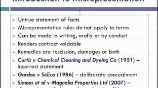 Misrepresentation Lecture 1 of 4 [upl. by Schmidt335]