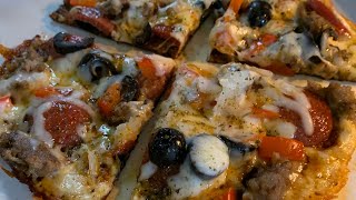 Randomly making a crustless Keto pizzaCast Iron Pizza [upl. by Farr804]