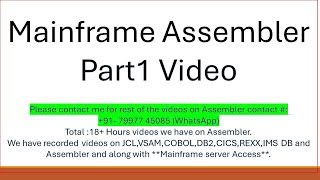 Mainframe Assembler Programming Part1  HLASM  Assembler Training [upl. by Estell611]