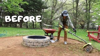 How to Make a Fire Pit Seating Area Backyard Makeover  Thrift Diving [upl. by Felisha]