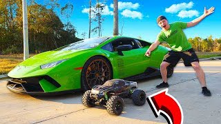 MY LAMBORGHINI vs 100MPH RC CAR RACE [upl. by Eyak]