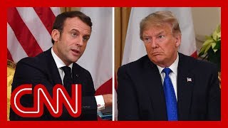 Trump and Macron clash during NATO summit meeting [upl. by Ahsuoj265]