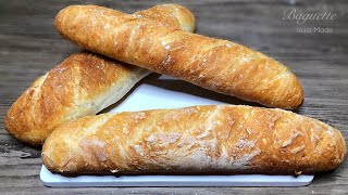 HOMEMADE BAGUETTE  NoKnead French Baguette Bread [upl. by Godspeed404]