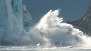 Extreme Glacier Calving Hubbard Glacier Alaska [upl. by Eicart]