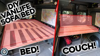 The Best DIY Van Bed From One Sheet Of Plywood  Weekender Camper Van Part 2 [upl. by Ynnavoeg]