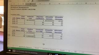 Interpreting Sensitivity Analysis on Excel Solver [upl. by O'Gowan]