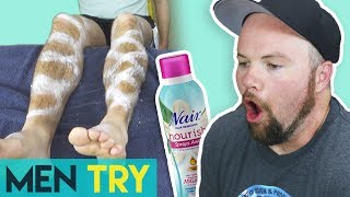 Men Try Nair  Hair Removal Spray Depilatory Cream [upl. by Barri222]