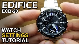 Casio Edifice ECB20  Setting Time and Date tutorial [upl. by Rovert]