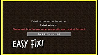 How to Fix Minecraft quotPlease switch to Mojang mode to play with your original Accountquot WORKING [upl. by Yttik]