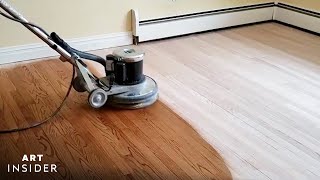 How Hardwood Floors Are Professionally Refinished [upl. by Prudie]