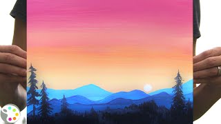 Acrylic Painting Tutorial for Beginners  Easy Sunset Landscape Painting [upl. by Sheba]