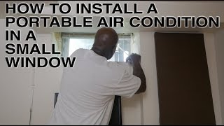 How to install a portable aircondition in a small basement window [upl. by Iew457]