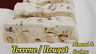 Homemade Italian Torrone  Nougat Recipe  Almond amp Cashew Torrone [upl. by Myrtle320]