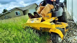 Satisfying Tall Grass Mowing  Overgrown Lawn Makeover  Stripes [upl. by Irehj]