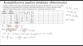Kompleksowa analiza struktury zbiorowości  szereg rozdzielczy punktowy [upl. by Torrlow]