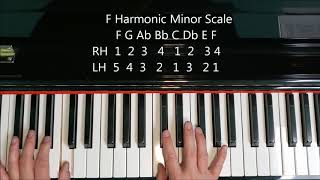 F Minor Scale on Piano Natural Harmonic Melodic [upl. by Adachi]