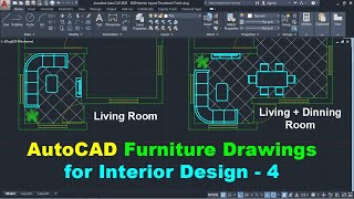 AutoCAD 2D Furniture Drawings for Interior Design  4 [upl. by Atiuqahc]