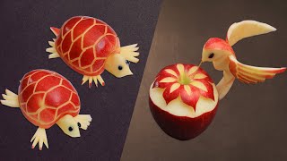 Apples Cutting Garnish  Beautiful Fruit Decor Ideas [upl. by Adnav]