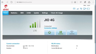 Huawei E3372 Webpage HiLink Preview jio 4g connected [upl. by Otis]