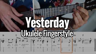 The Beatles  Yesterday Ukulele Fingerstyle Tabs On Screen [upl. by Orian]