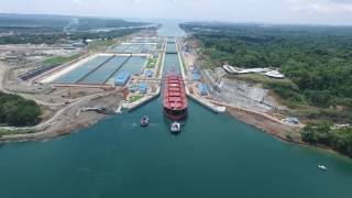 First Trial Transit at Panama Canal Expansion Agua Clara Locks [upl. by Eidnyl]