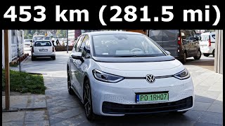 Volkswagen ID3 Pro Performance 58 kWh range reallife test 52 mpkWh 122 Whkm  1001cars [upl. by Leuqram]