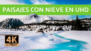 Los mejores PAISAJES NEVADOS con MÚSICA relajante 🏔️❄️ Vídeo 4K [upl. by Rodi439]