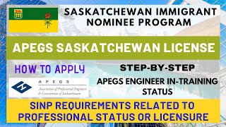 APEGS SASKATCHEWAN LICENSE  How To Apply  APEGS EngineerInTraining status  StepByStep [upl. by Yetnruoc]