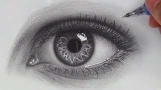 How to Draw Hyper Realistic Eyes  Step by Step [upl. by Leahcimnoj]